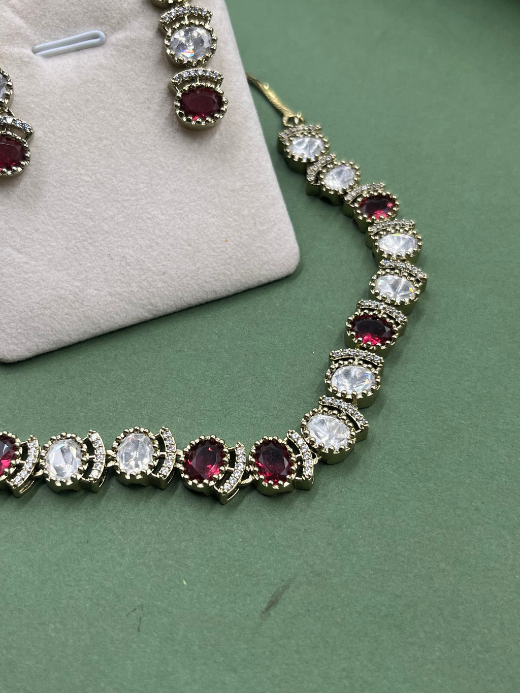 Ruby Orbit Moissanite Necklace Set