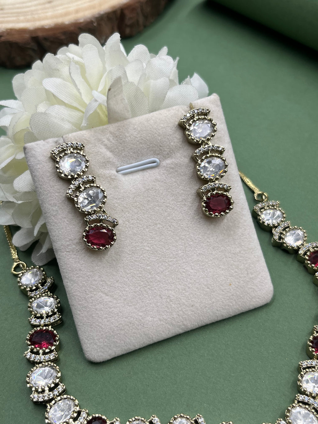 Ruby Orbit Moissanite Necklace Set