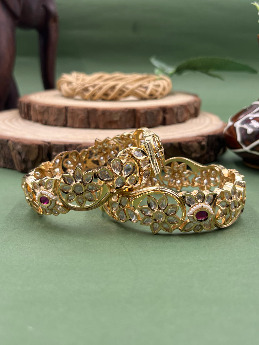 Evara Moissanite Halo Bangles