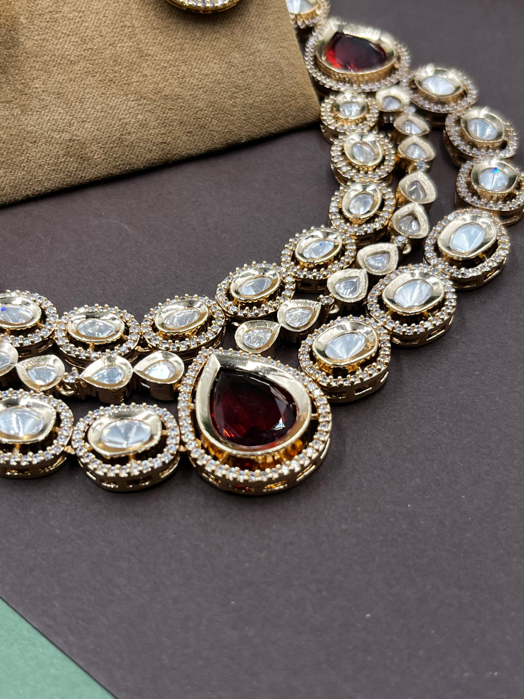pinkish Aura Moissanite Necklace Set