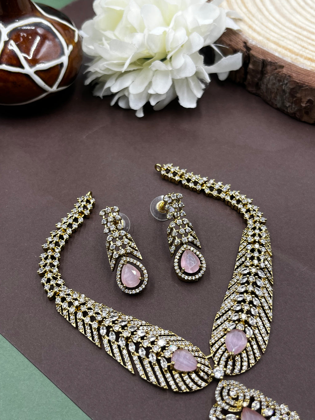 Blush Cascade Moissanite Necklace Set