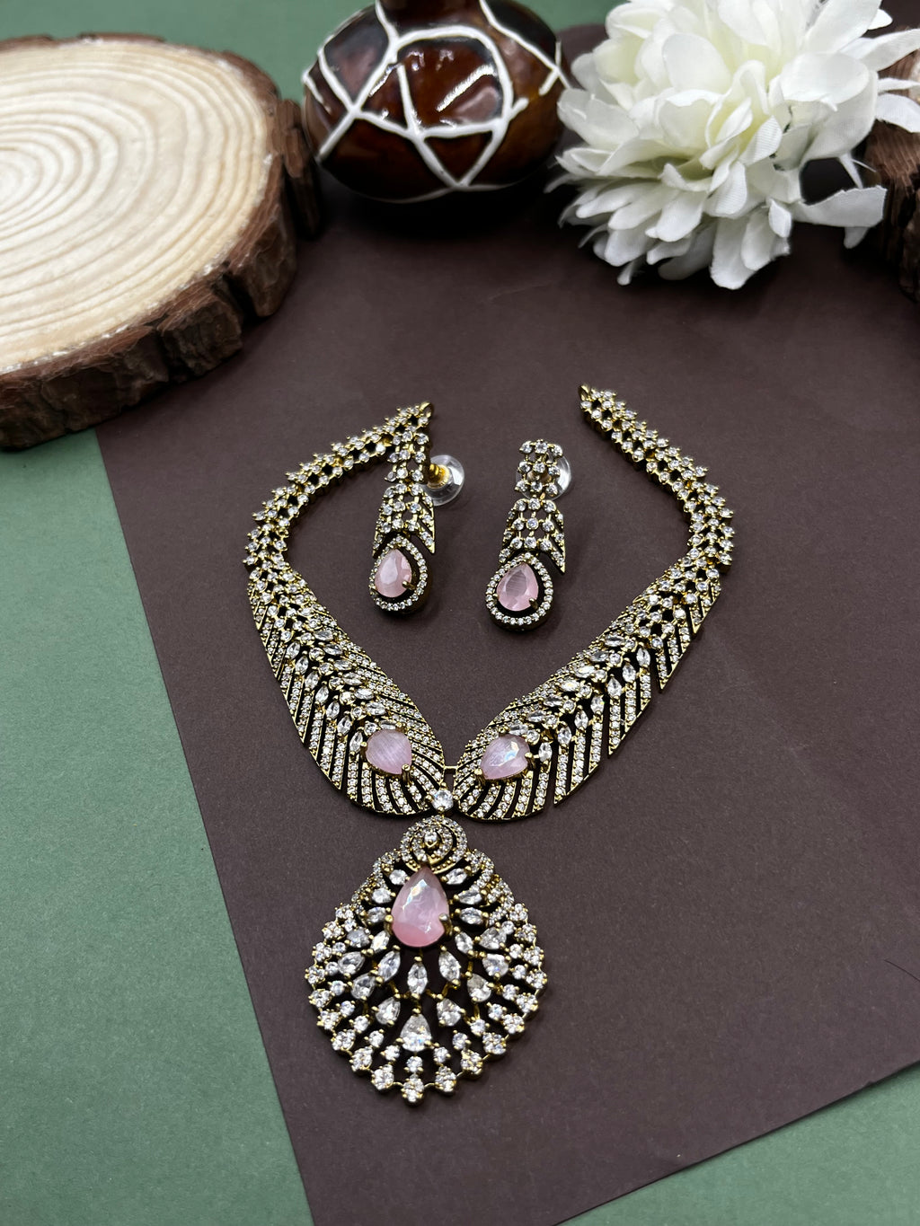Blush Cascade Moissanite Necklace Set