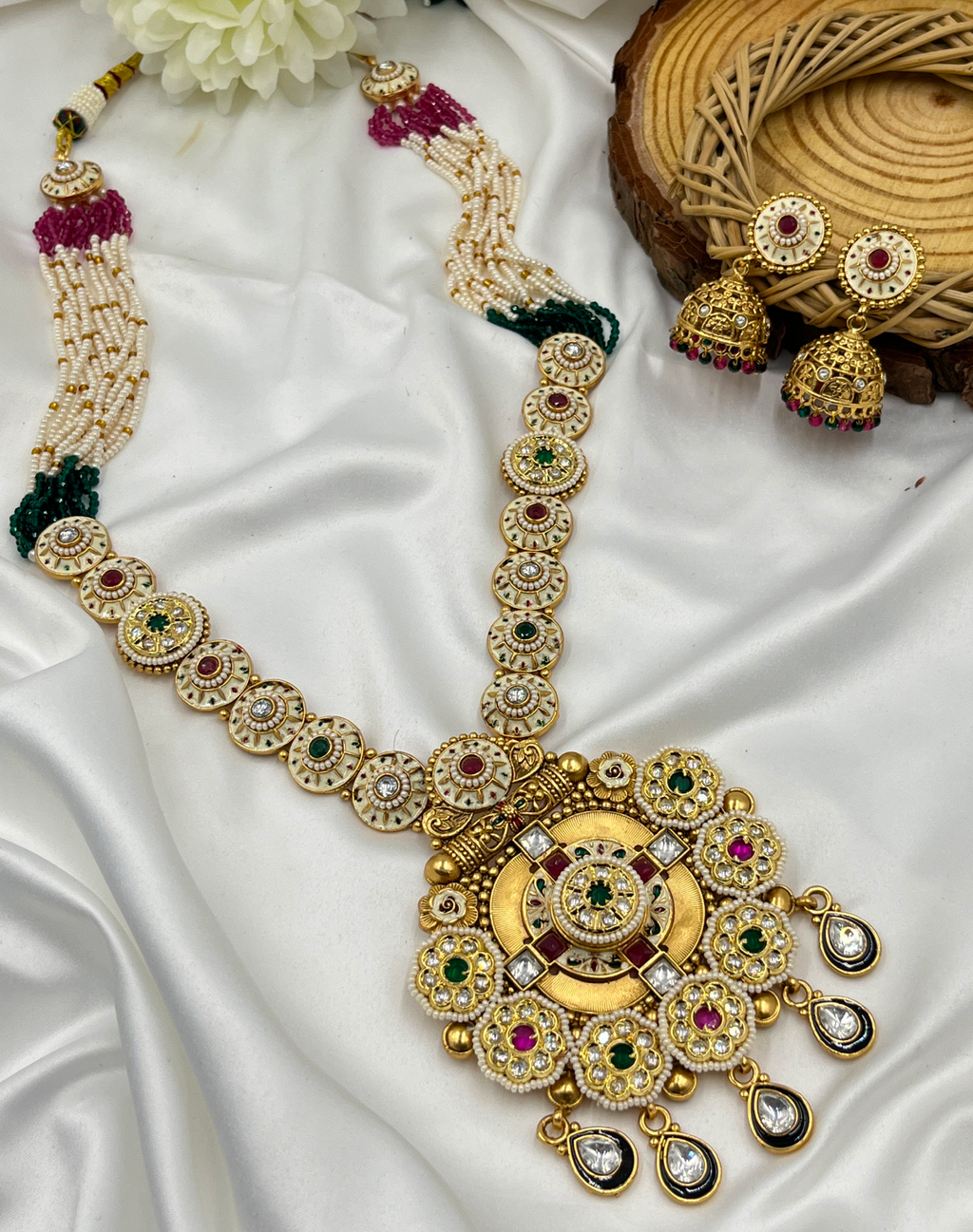 Anvika Temple  Haaram long Set