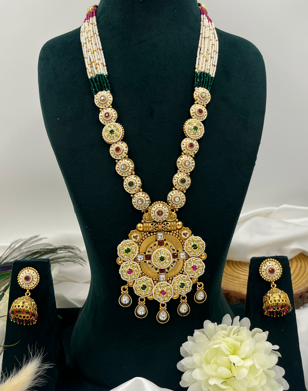 Anvika Temple  Haaram long Set