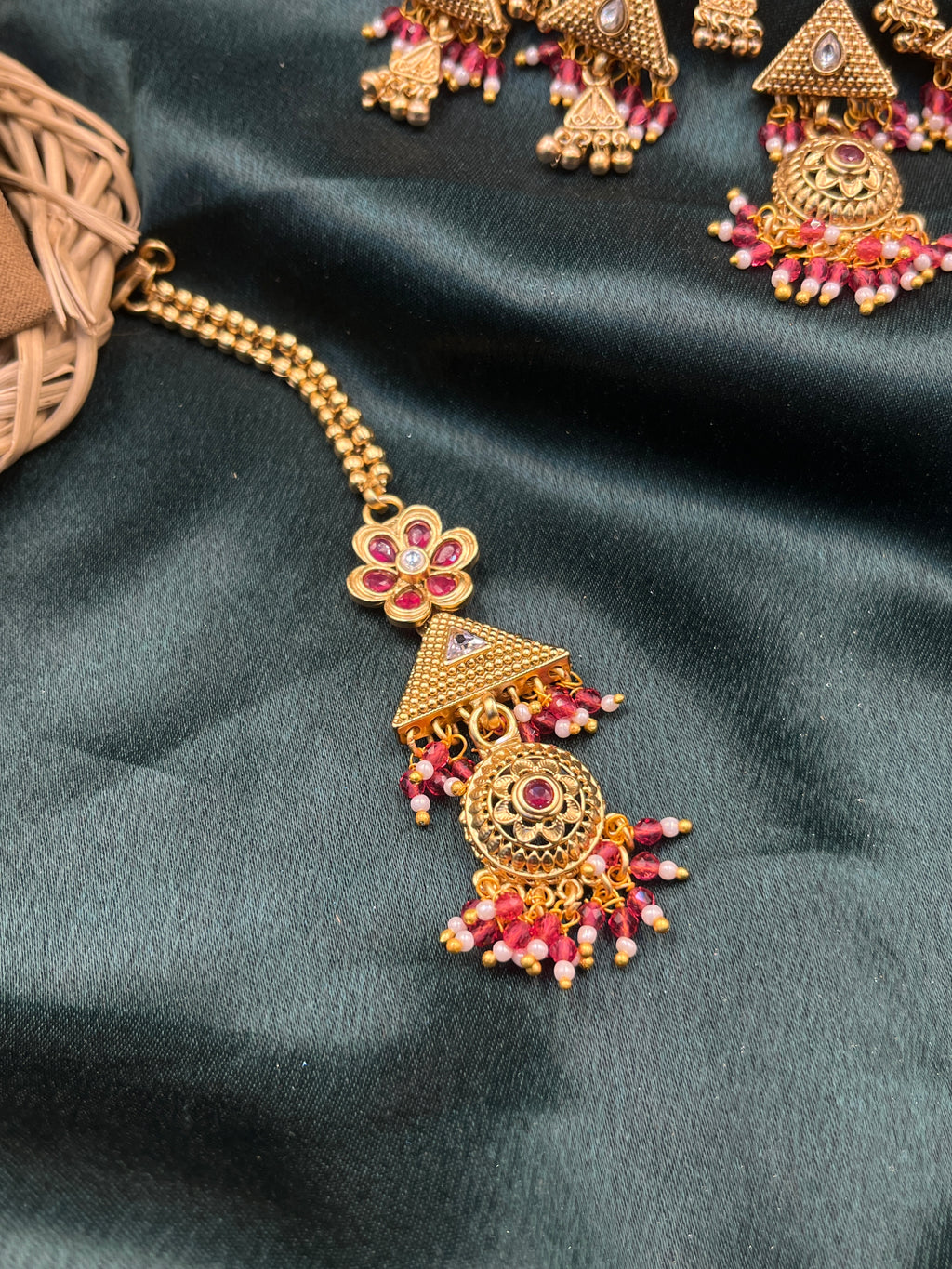 Rajwadi Ruby Pearl Choker Set