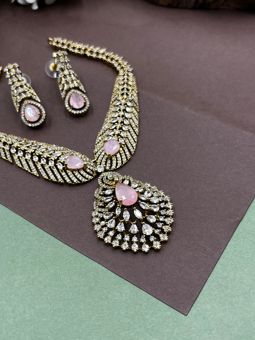 Blush Cascade Moissanite Necklace Set