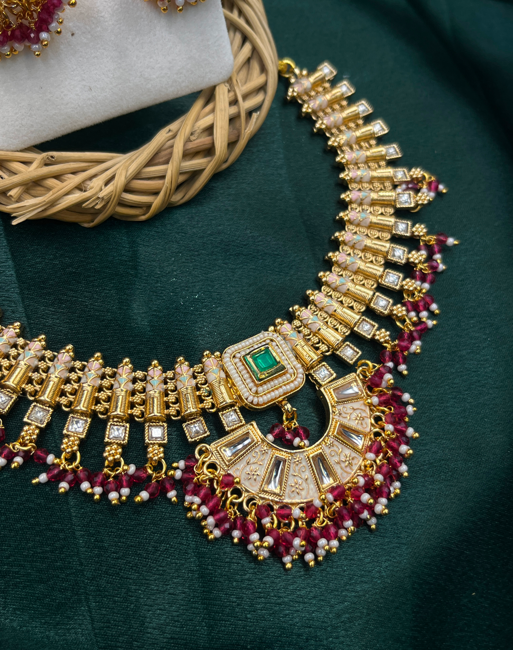 Emerald Royal Rajwadi Necklace Set