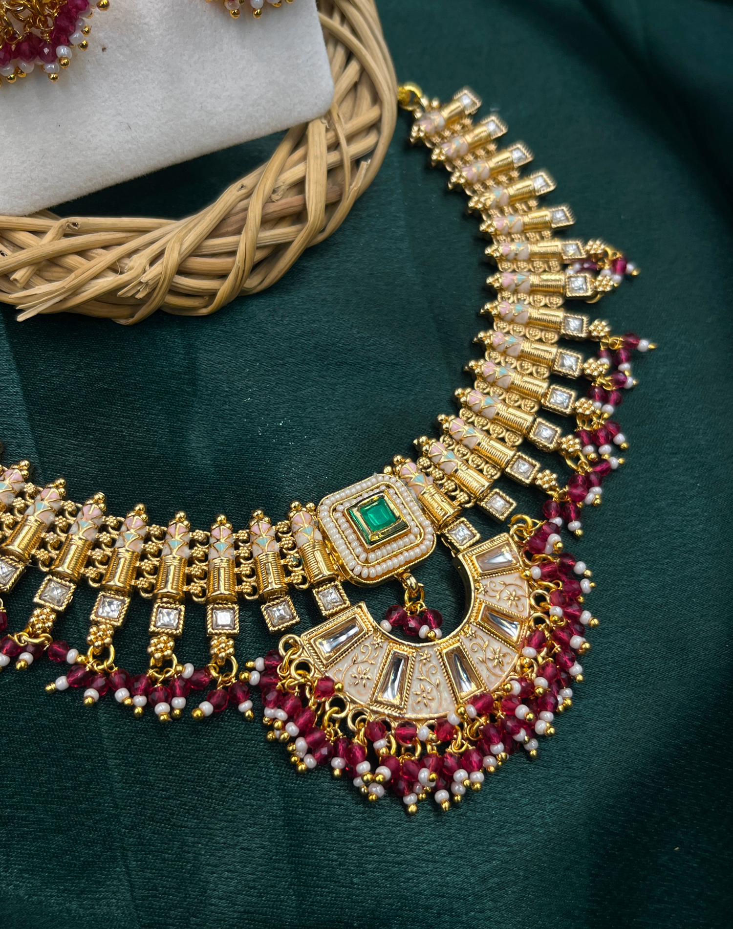 Emerald Royal Rajwadi Necklace Set