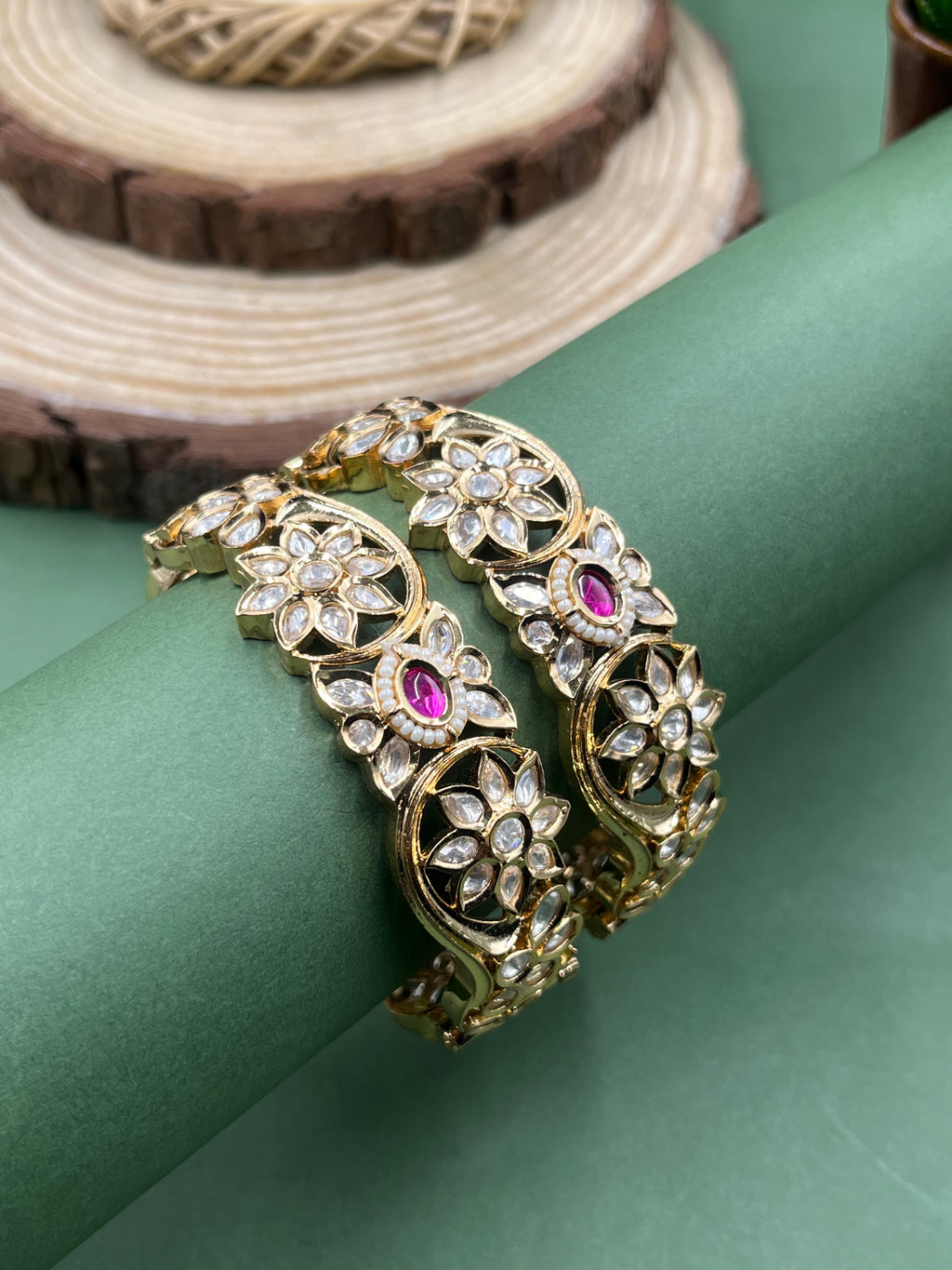 Evara Moissanite Halo Bangles