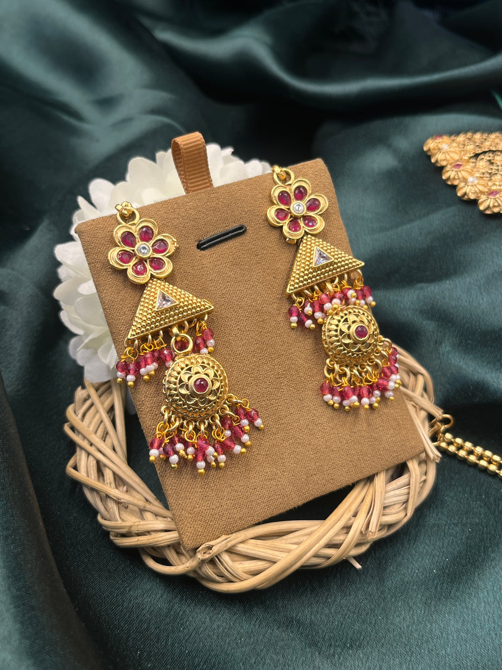 Rajwadi Ruby Pearl Choker Set