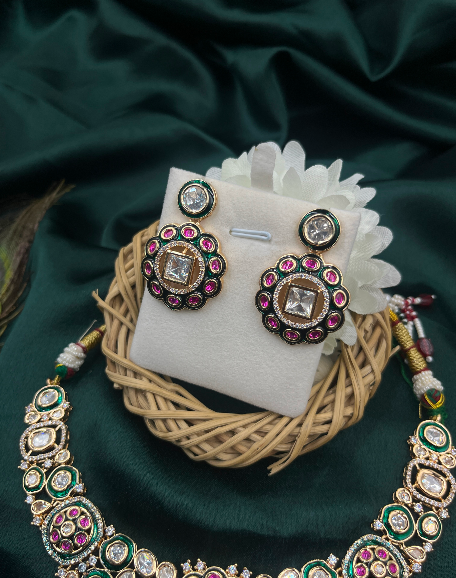 Royal Meenakari Moissanite Diamond Choker Set